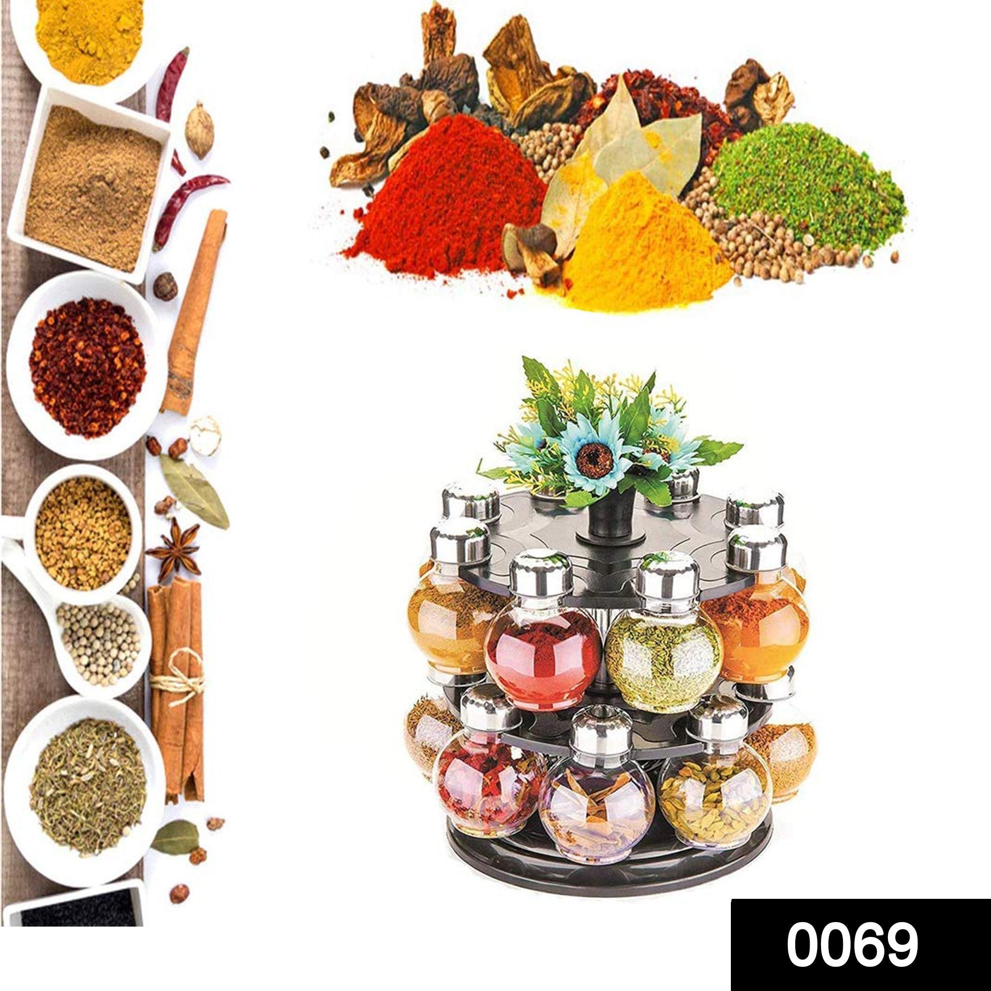0069 Multipurpose Revolving Plastic Spice Rack Set (16pcs) - SkyShopy 0069 Multipurpose Revolving Plastic Spice Rack Set (16pcs) - SkyShopy